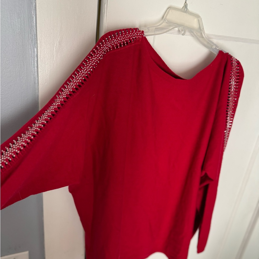 Red Top with Studded Sleeves